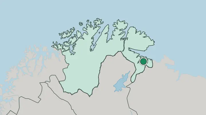 Map of Kirkenes in Norway