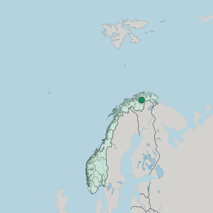 Map showing Lakselv — In Norway