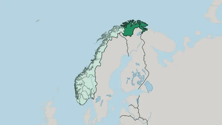 Map of Finnmark in Norway