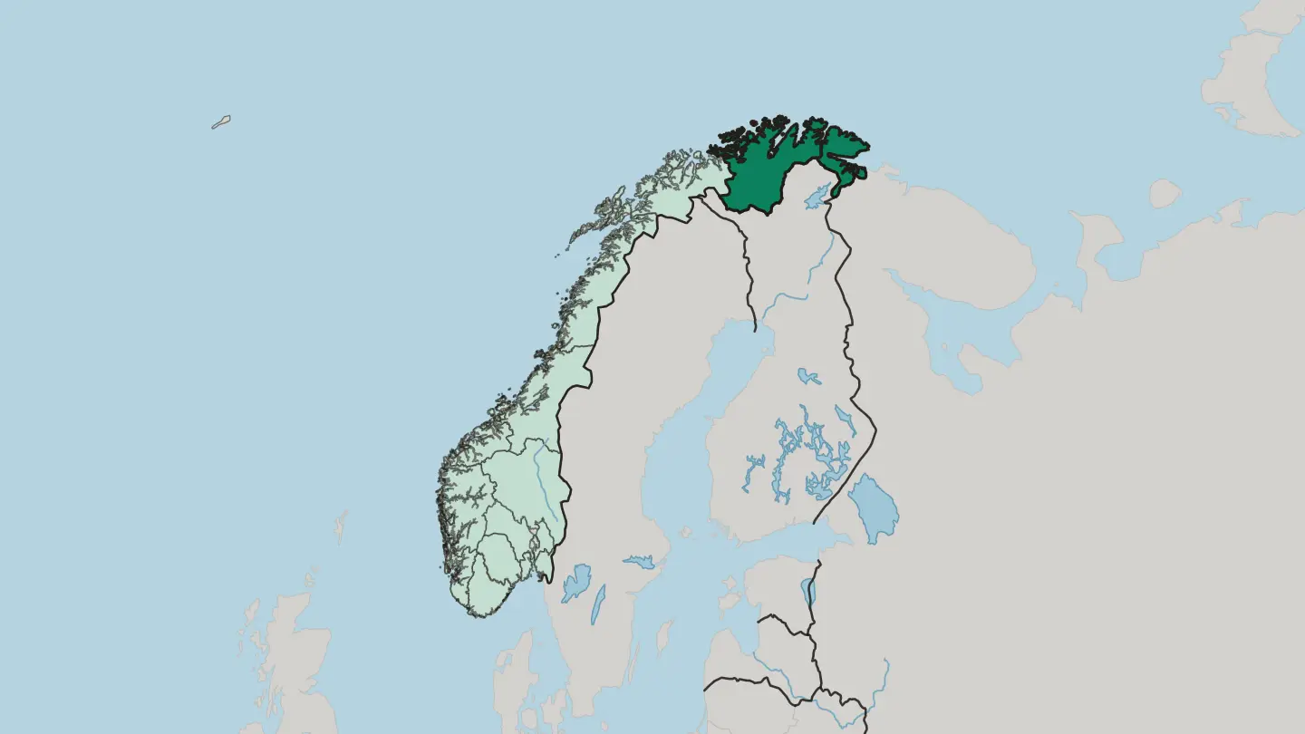 Map of Finnmark in Norway