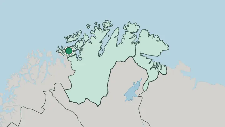 Map of Øksfjord in Norway