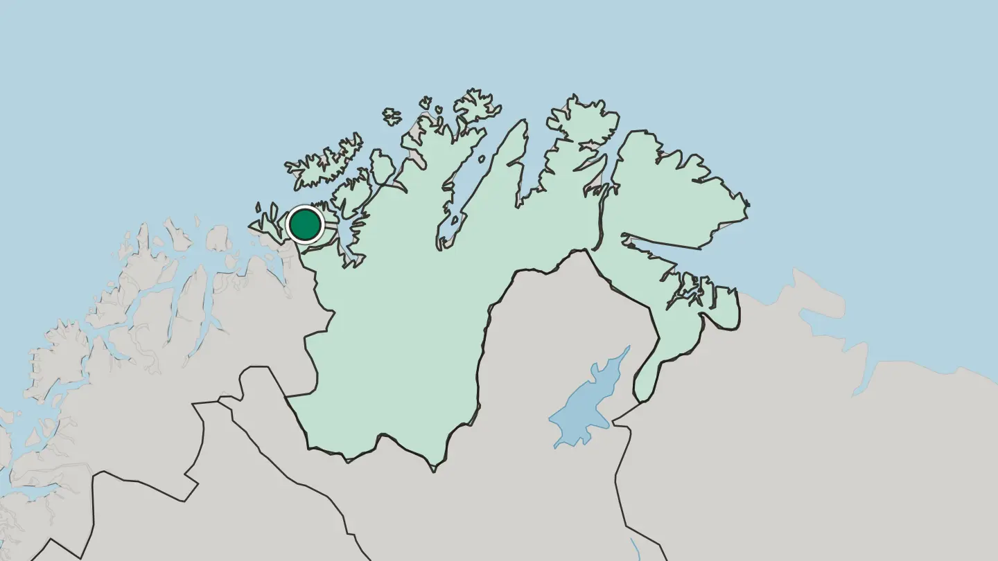 Map of Øksfjord in Norway