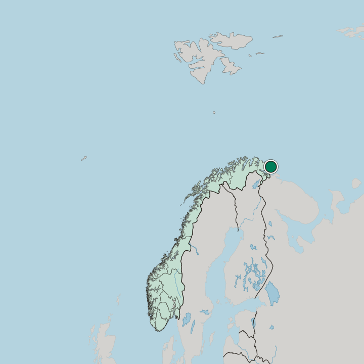 Map showing Vardø — In Norway