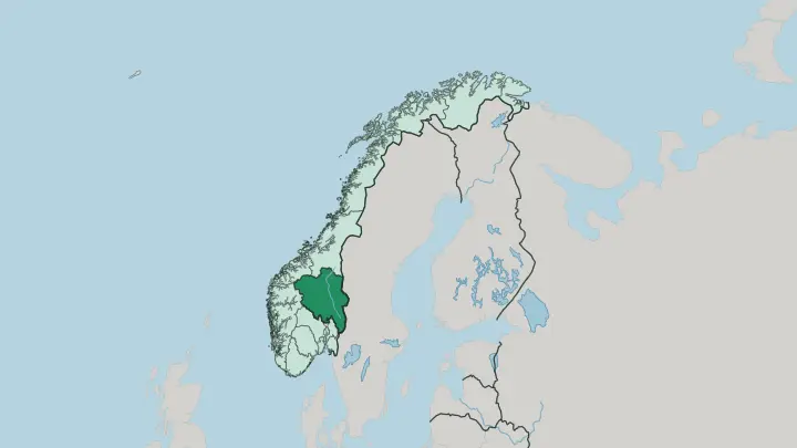 Map of Innlandet in Norway