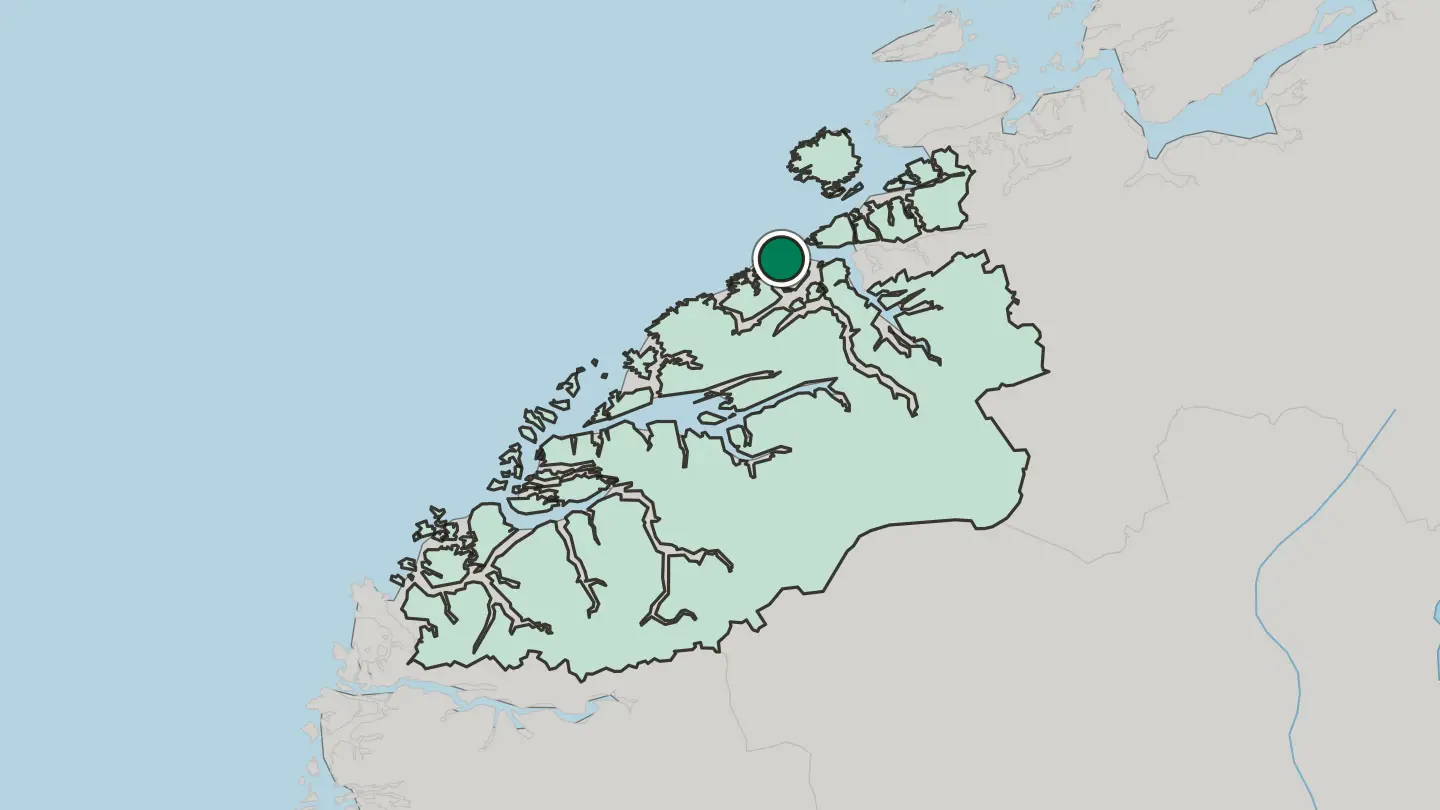 Map of Kristiansund in Norway