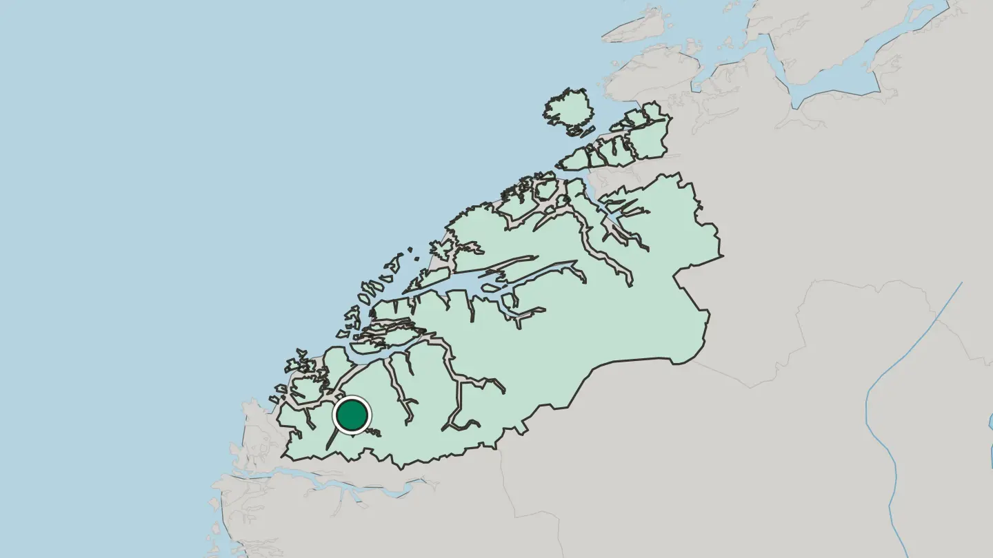 Map of Volda in Norway