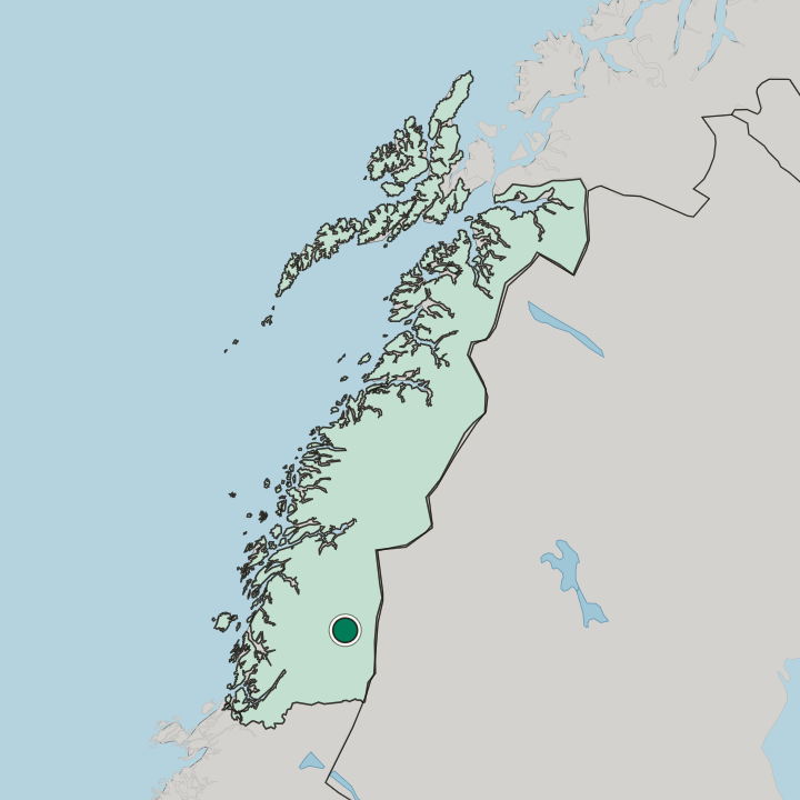 Map showing Hattfjelldal — In Nordland