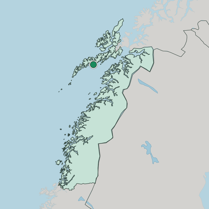 Map showing Henningsvær — In Nordland