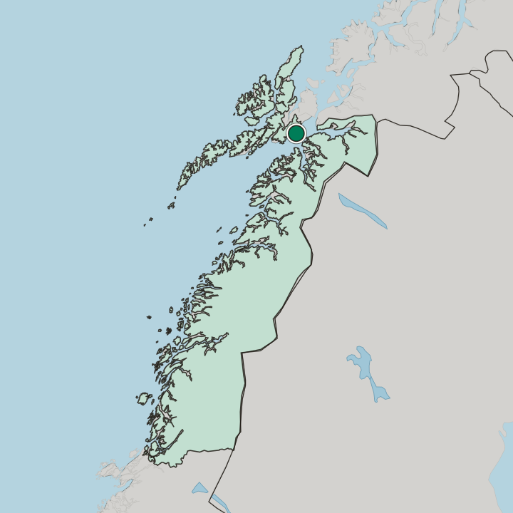Map showing Lødingen — In Nordland