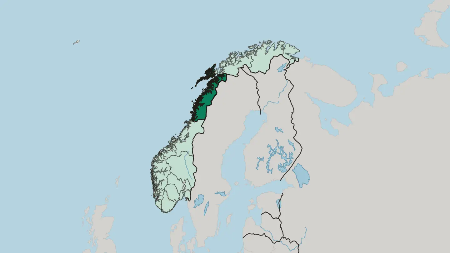 Map of Nordland in Norway