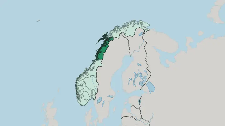 Map of Nordland in Norway