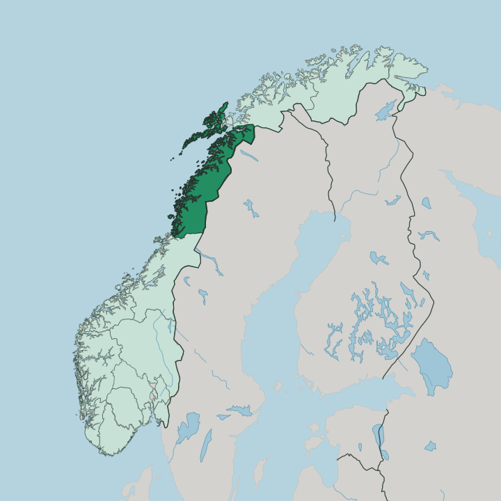 Map showing Nordland — In Norway