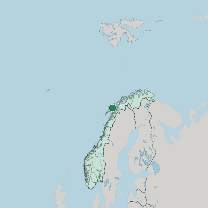 Map showing Sortland — In Norway