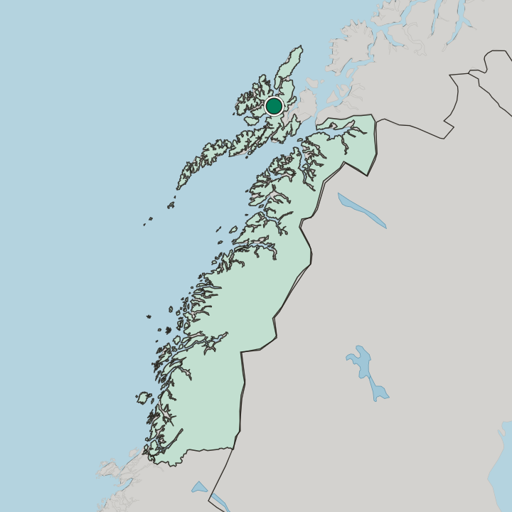 Map showing Sortland — In Nordland