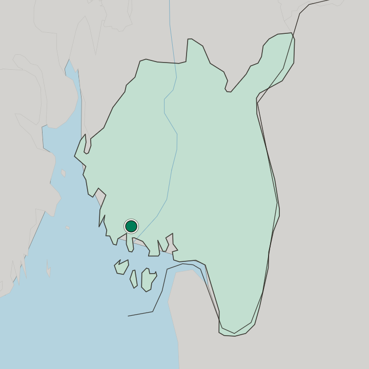 Map showing Fredrikstad — In Østfold fylke