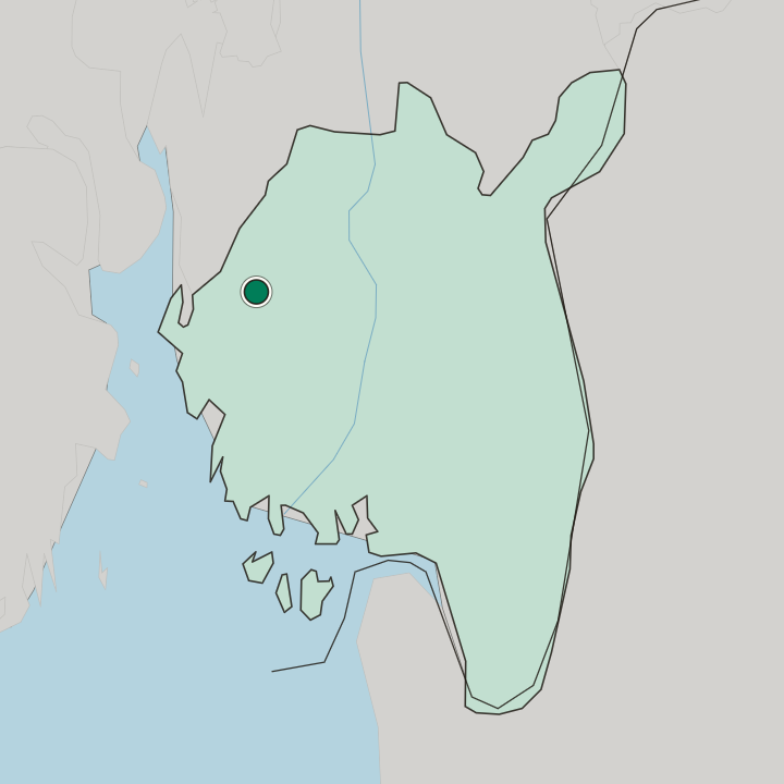 Map showing Kirkebygda — In Østfold fylke