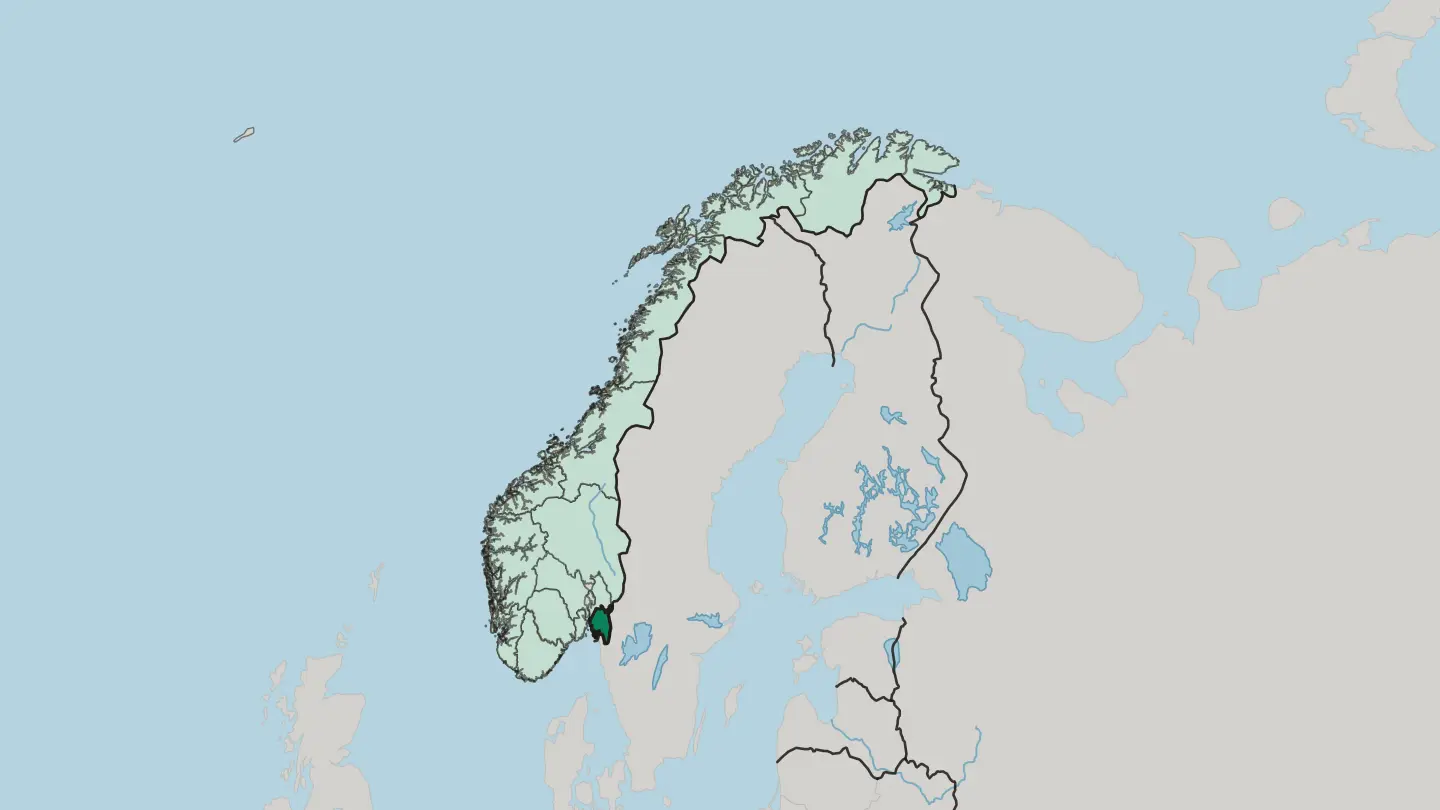 Map of Østfold fylke in Norway