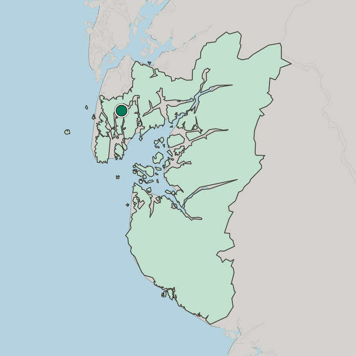 Map showing Aksdal — In Rogaland Fylke