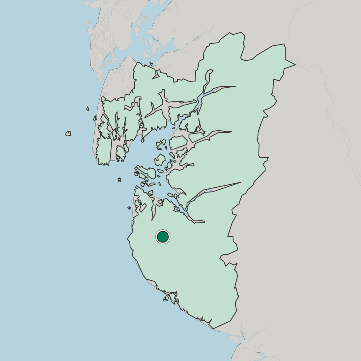 Map showing Ålgård — In Rogaland Fylke