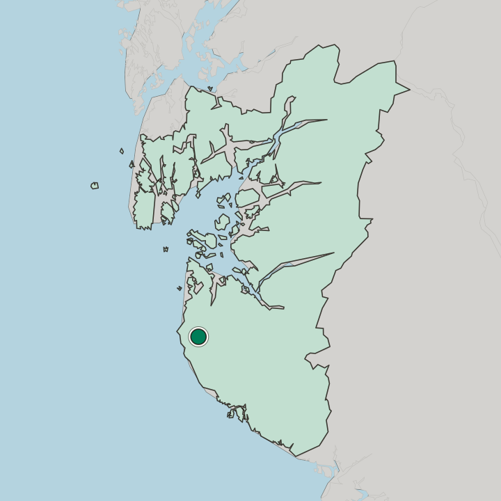 Map showing Bryne — In Rogaland Fylke