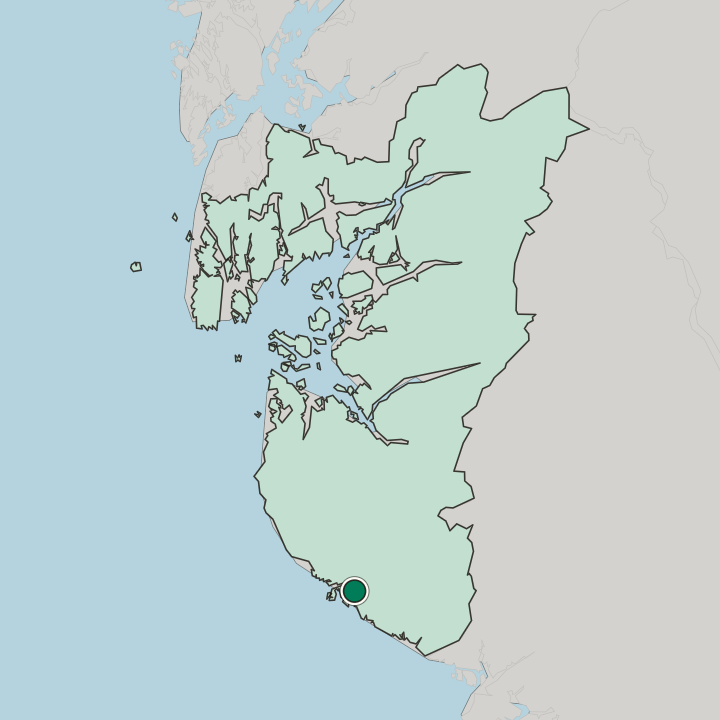 Map showing Egersund — In Rogaland Fylke