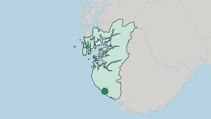 Map of Egersund in Norway
