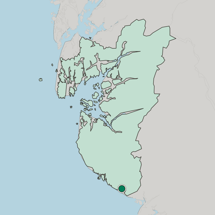 Map showing Hauge i Dalane — In Rogaland Fylke
