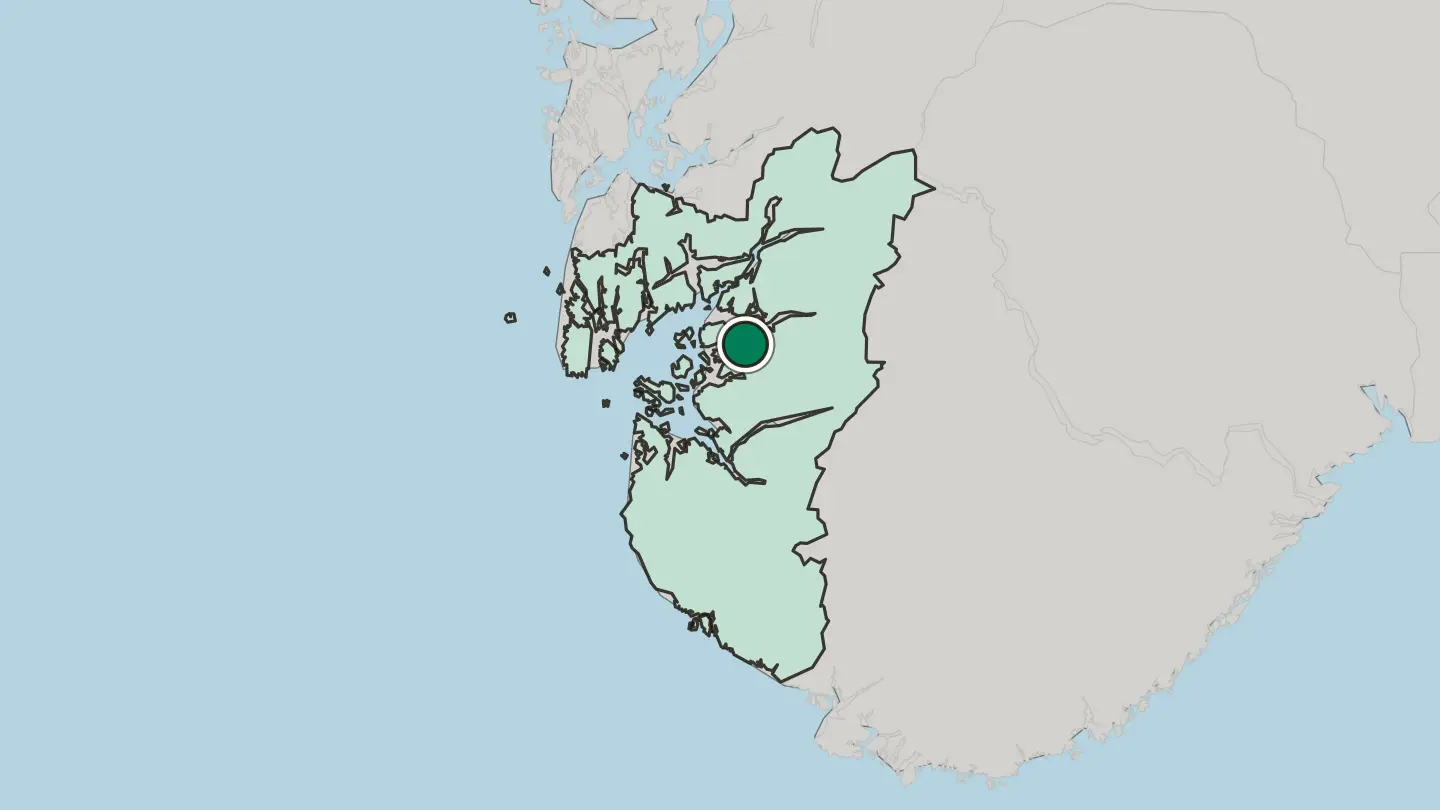 Map of Hjelmelandsvågen in Norway
