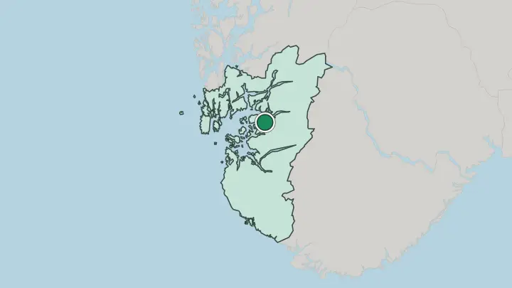 Map of Hjelmelandsvågen in Norway
