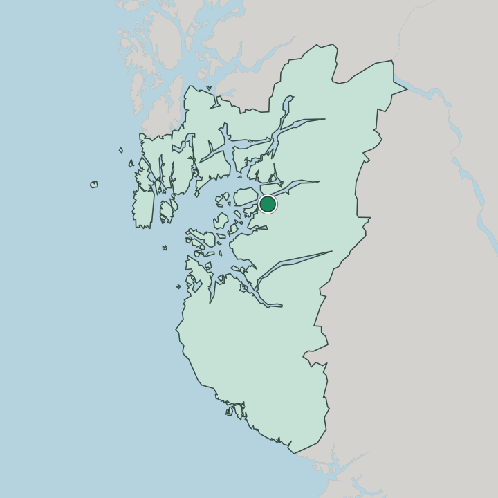 Map showing Hjelmelandsvågen — In Rogaland