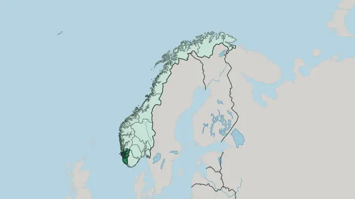 Map of Rogaland in Norway
