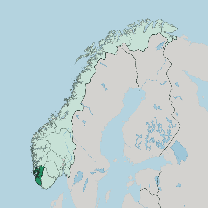 Map showing Rogaland — In Norway
