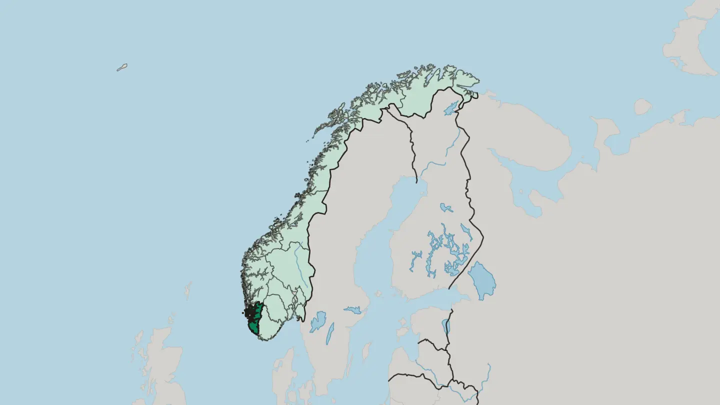 Map of Rogaland Fylke in Norway