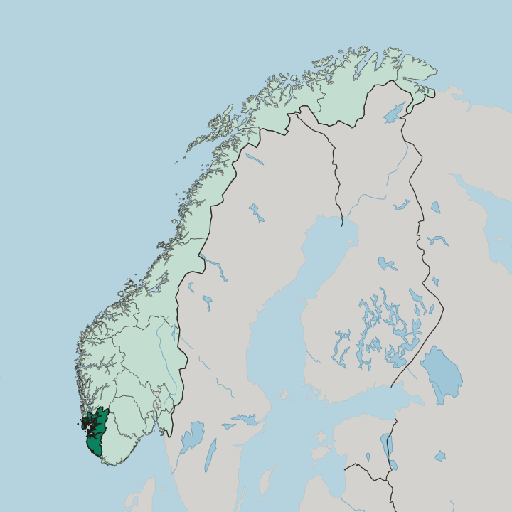 Map showing Rogaland Fylke — In Norway