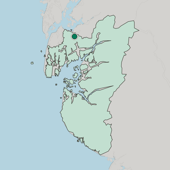 Map showing Ølen — In Rogaland Fylke