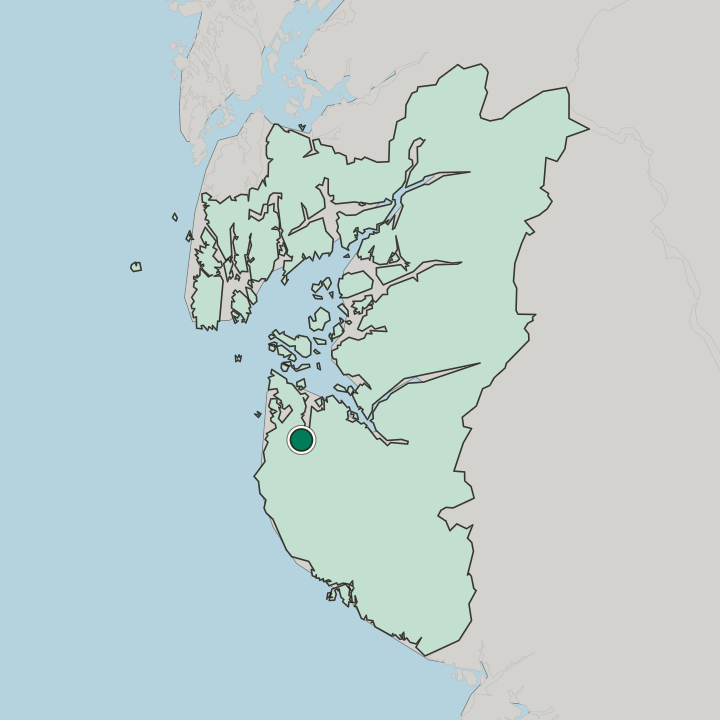 Map showing Sandnes — In Rogaland Fylke