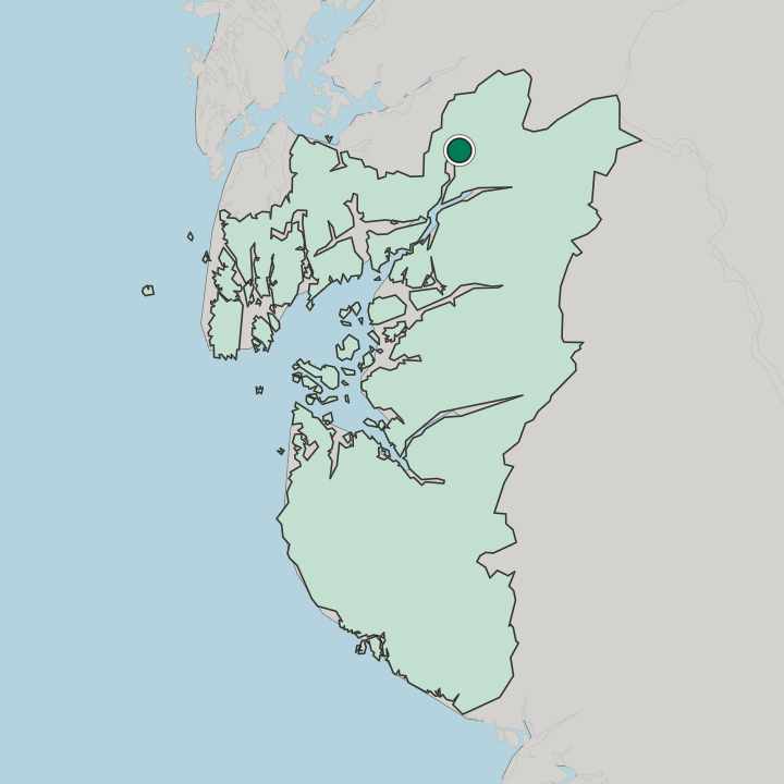 Map showing Sauda — In Rogaland Fylke
