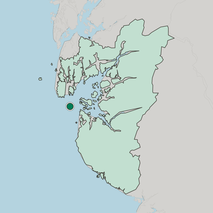 Map showing Ydstebøhamn — In Rogaland Fylke