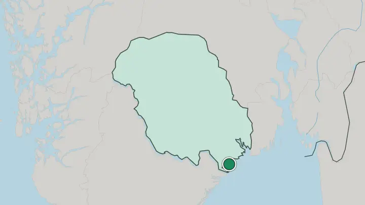 Map of Kragerø in Norway