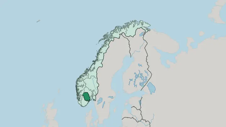 Map of Telemark in Norway