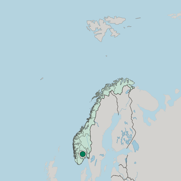 Map showing Sauland — In Norway