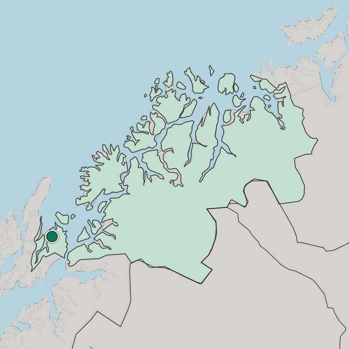 Map showing Borkenes — In Troms