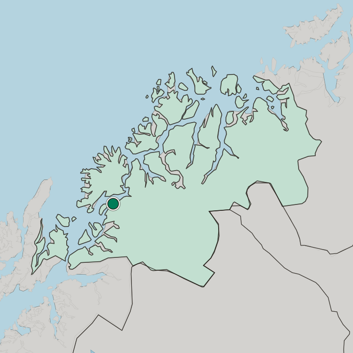 Map showing Brøstadbotn — In Troms
