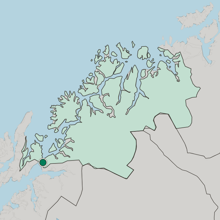 Map showing Evenskjer — In Troms