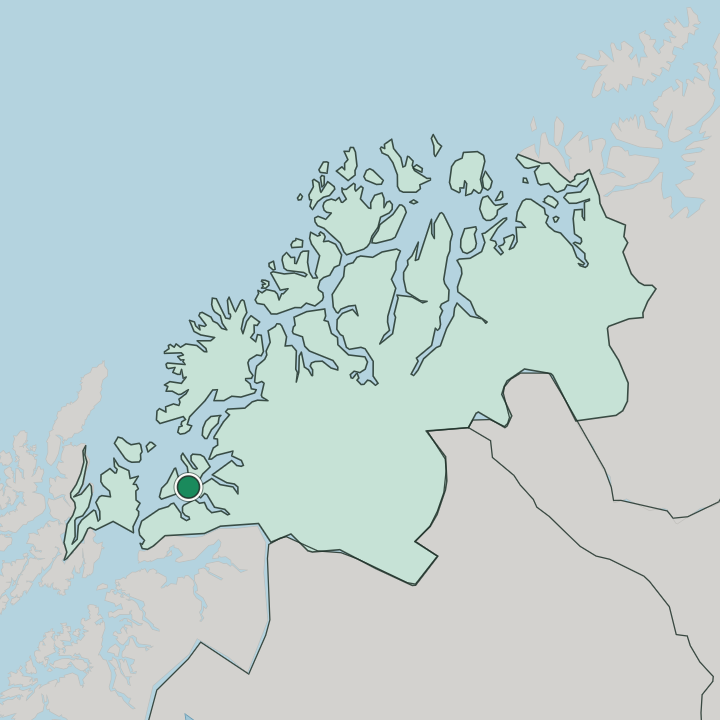 Map showing Hamnvik — In Troms