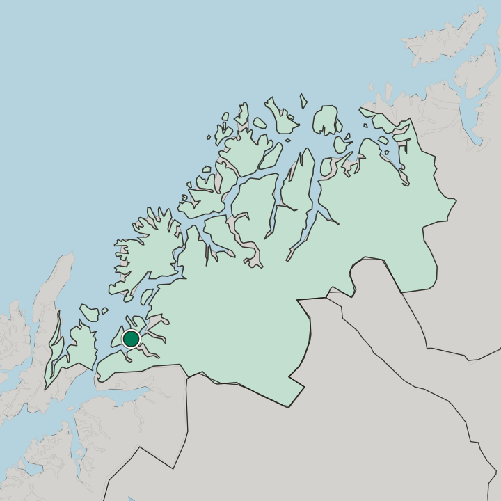 Map showing Hamnvik — In Troms