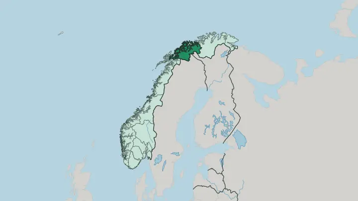 Map of Troms in Norway