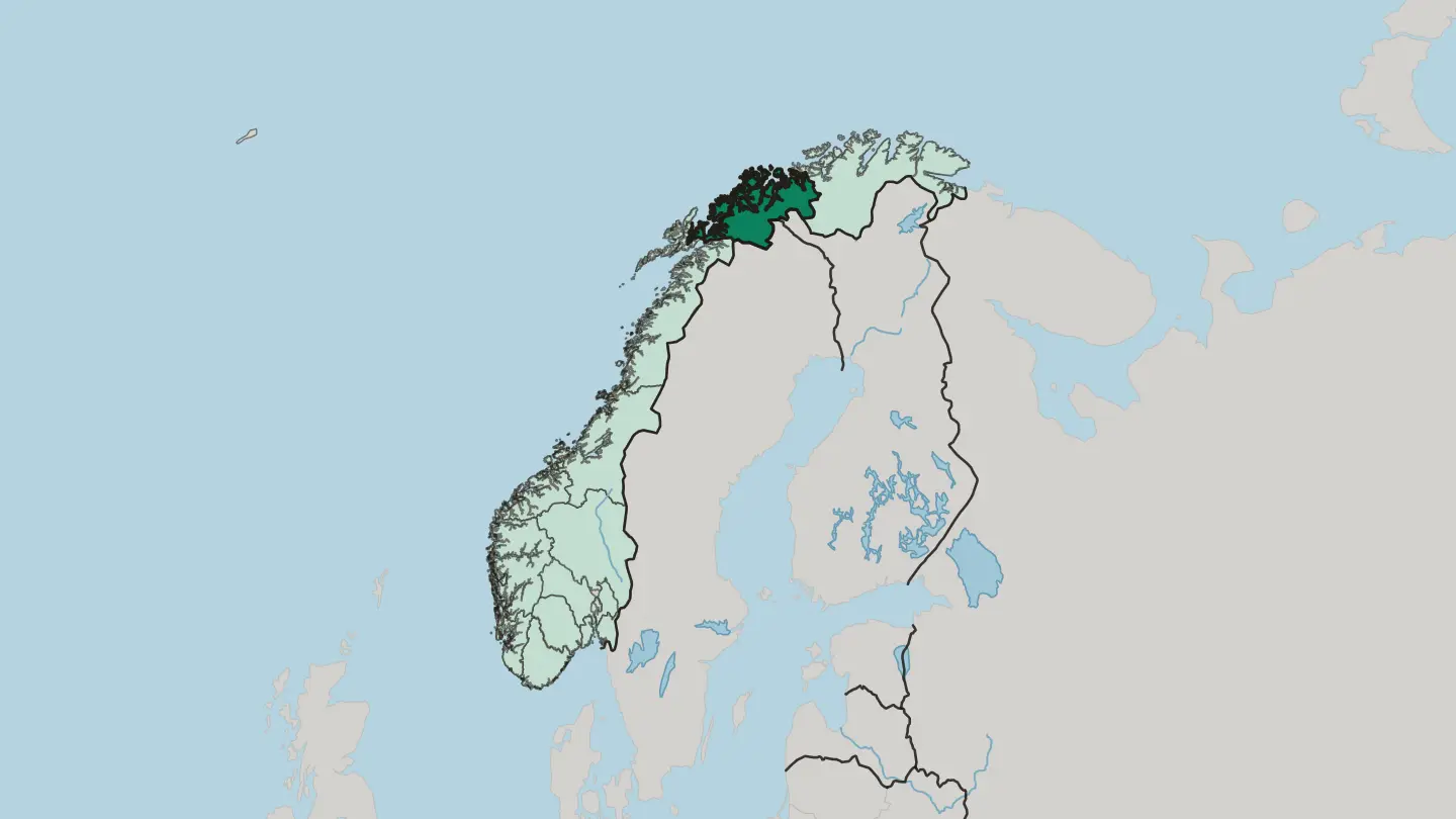 Map of Troms in Norway