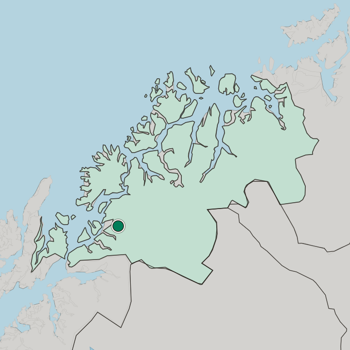 Map showing Sjøvegan — In Troms