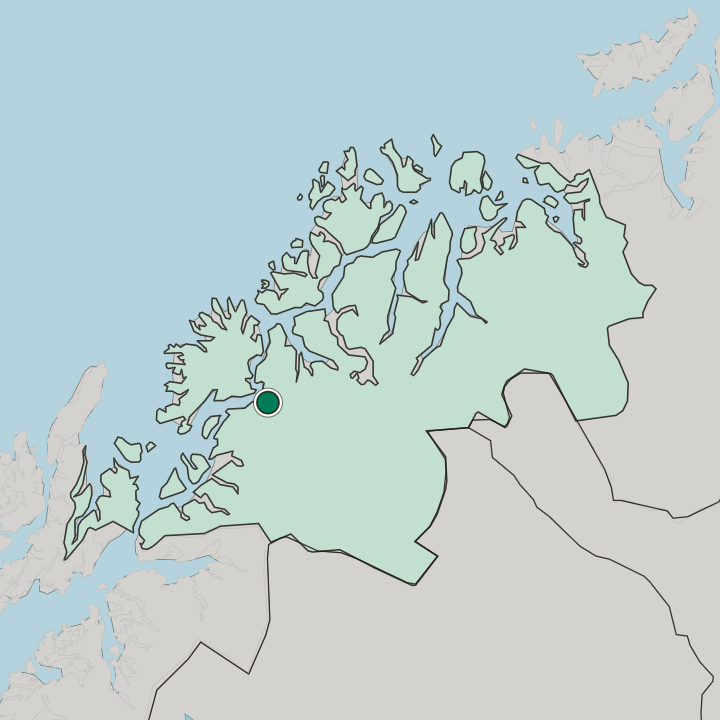 Map showing Sørreisa — In Troms